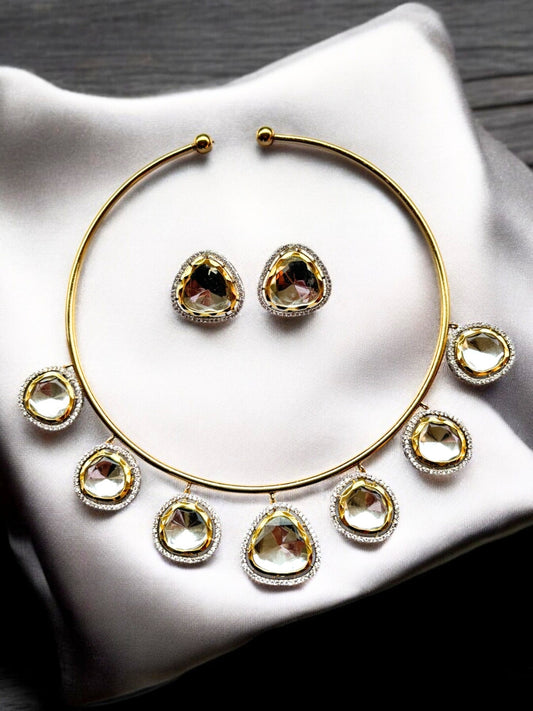VIVAZS Kundan-Studded Golden Necklace Set
