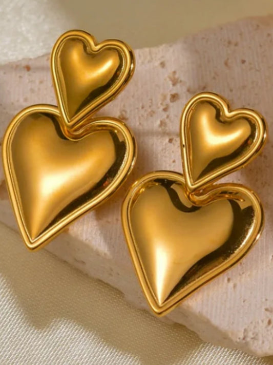 VIVAZS 18K PVD Gold Plated LOVE Drop earrings