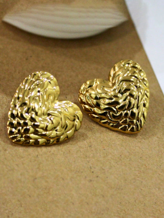 VIVAZS 18K PVD Gold Plated Heart Stud earrings