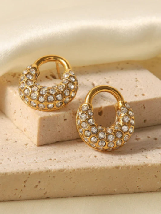 VIVAZS 18K PVD Gold Plated Cubic zirconia stud earrings