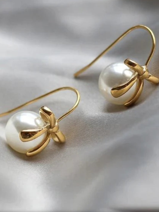 VIVAZS 18K PVD Gold Plated Pearl Stud earrings