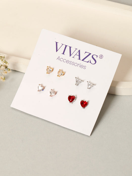 VIVAZS Set of 4 Combo Quirky AD Stud Earrings