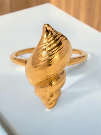 VIVAZS 18K Gold Plated Sea Vibe Conch Resizable Ring