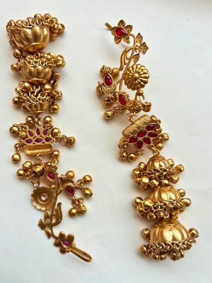 VIVAZS Kashmiri Drop earcuff Earrings Jhumkas(pink)
