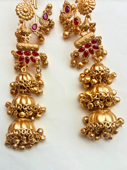 VIVAZS Kashmiri Drop earcuff Earrings Jhumkas(pink)