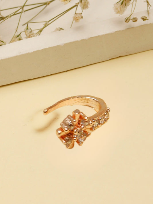 VIVAZS 18K Rose Gold-Plated AD Studded Sleek Nosepin