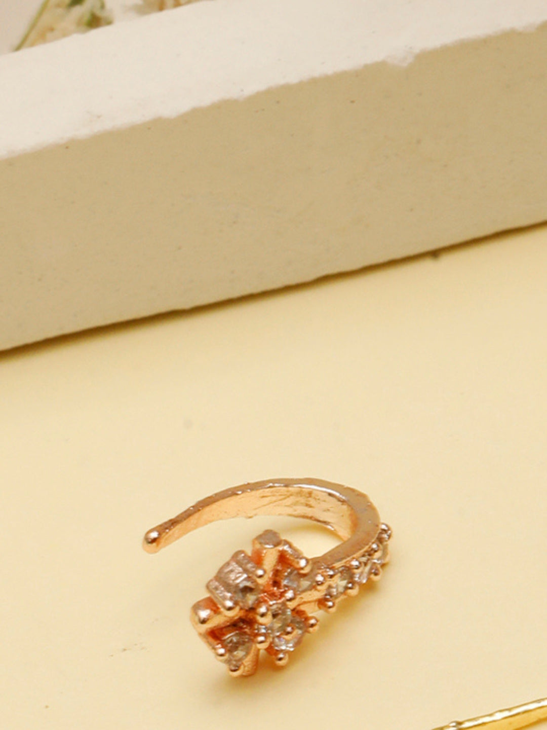 VIVAZS 18K Rose Gold-Plated AD Studded Sleek Nosepin