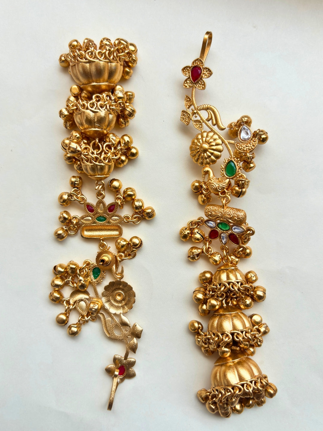 VIVAZS Kashmiri Drop earcuff Earrings Jhumkas(green and pink)