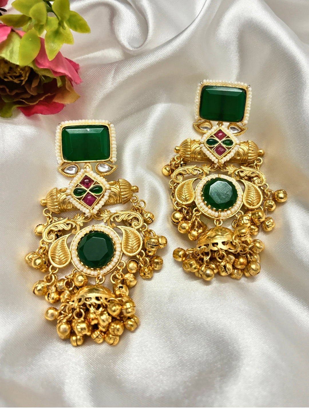 VIVAZS Kashmiri Drop Earrings Jhumkas