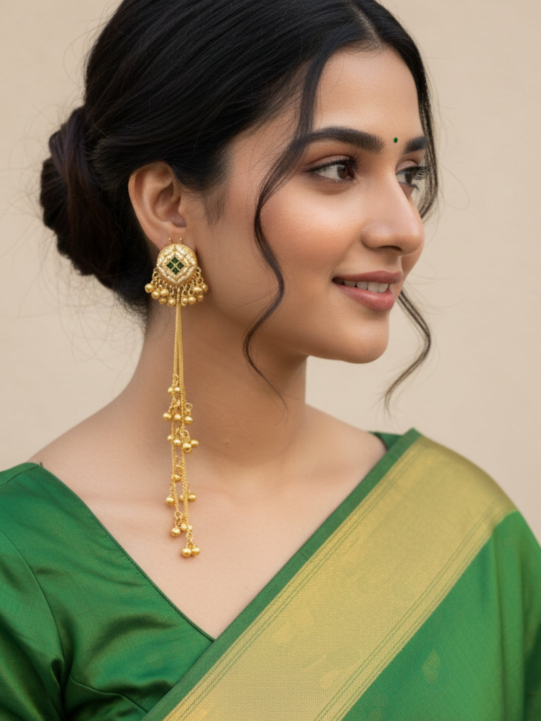 VIVAZS Kashmiri Long Drop Earrings (Multicolor)