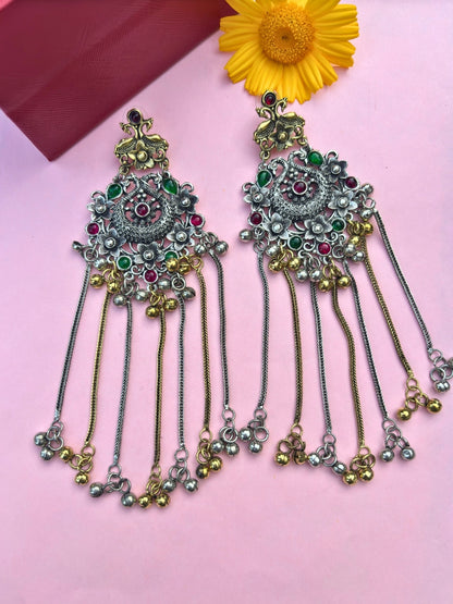 Oxidised Dual Tone Earrings