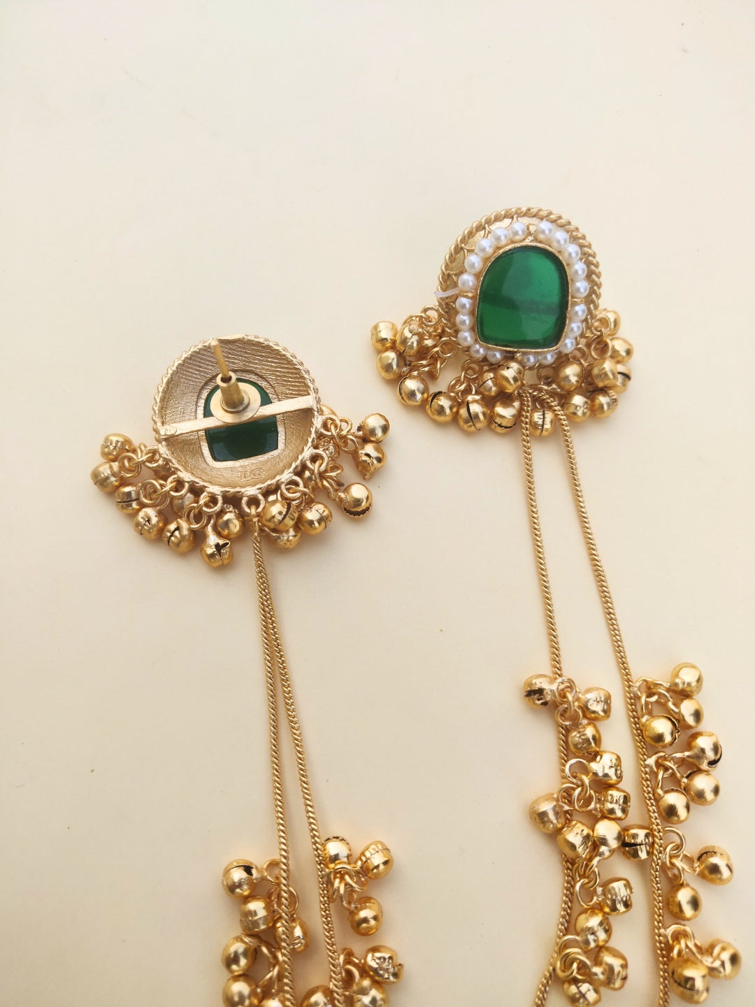 VIVAZS Kashmiri Long Drop Earrings (Green)