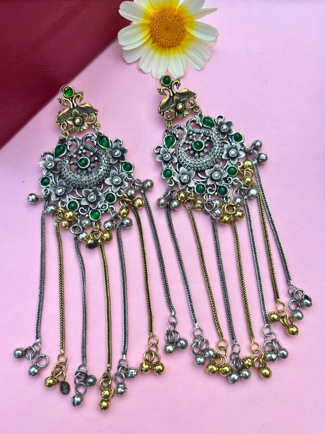 Oxidised Dual Tone Earrings