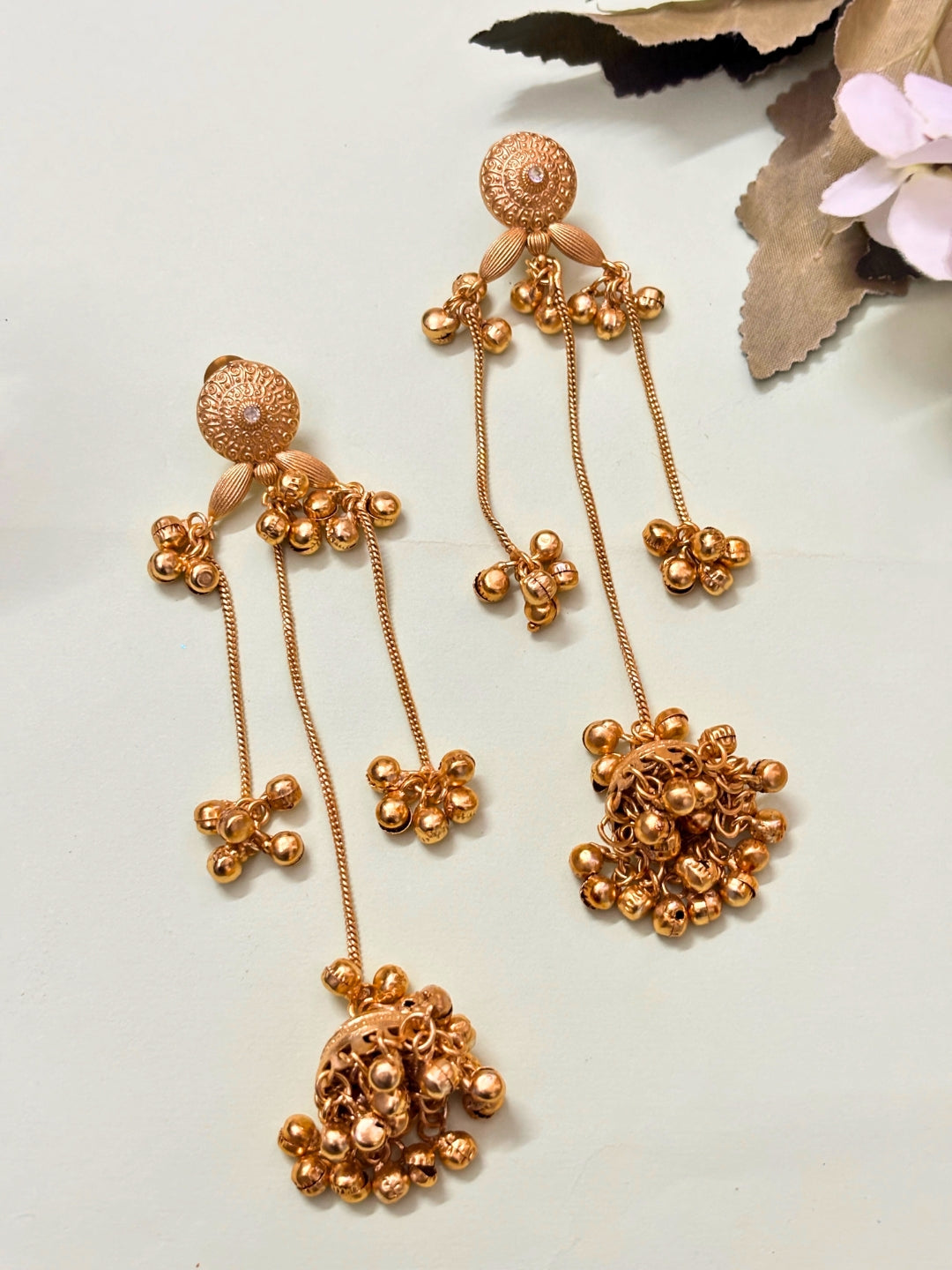 VIVAZS Kashmiri Long Drop Earrings Jhumkas