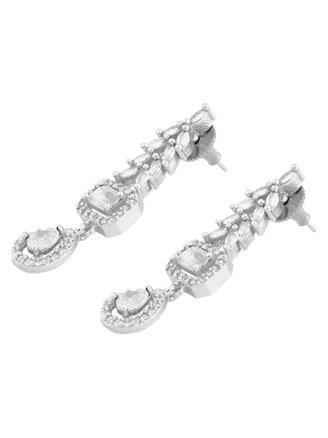 Rhodium-Plated AD & Cubic Zirconia Studded Necklace Set
