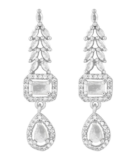 Rhodium-Plated AD & Cubic Zirconia Studded Necklace Set