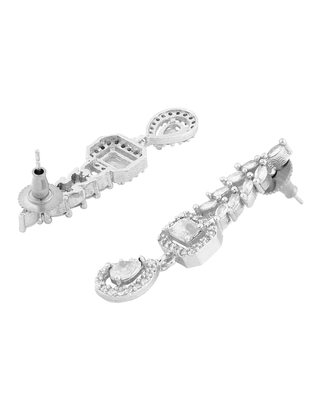 Rhodium-Plated AD & Cubic Zirconia Studded Necklace Set