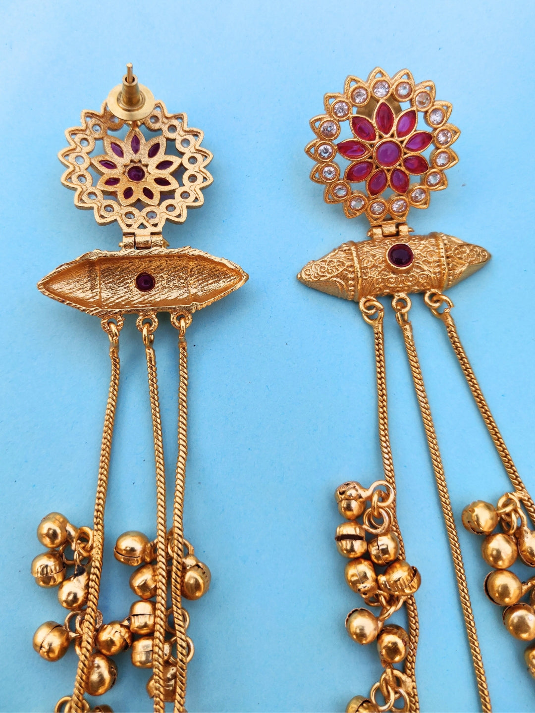 VIVAZS Kashmiri Long Drop Earrings (Pink)