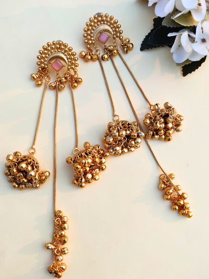 VIVAZS Kashmiri Long Drop Earrings (Pink)