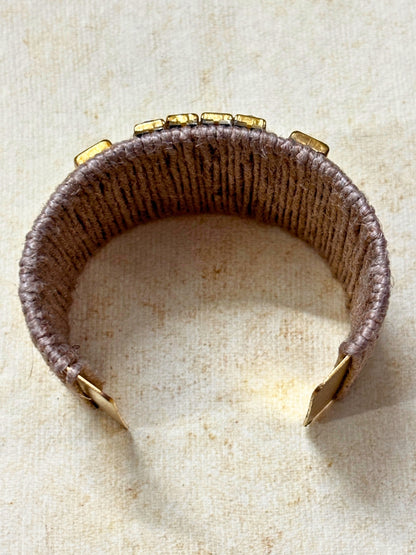 VIVAZS Golden and Red Kundan Adjustable Jute Bracelet