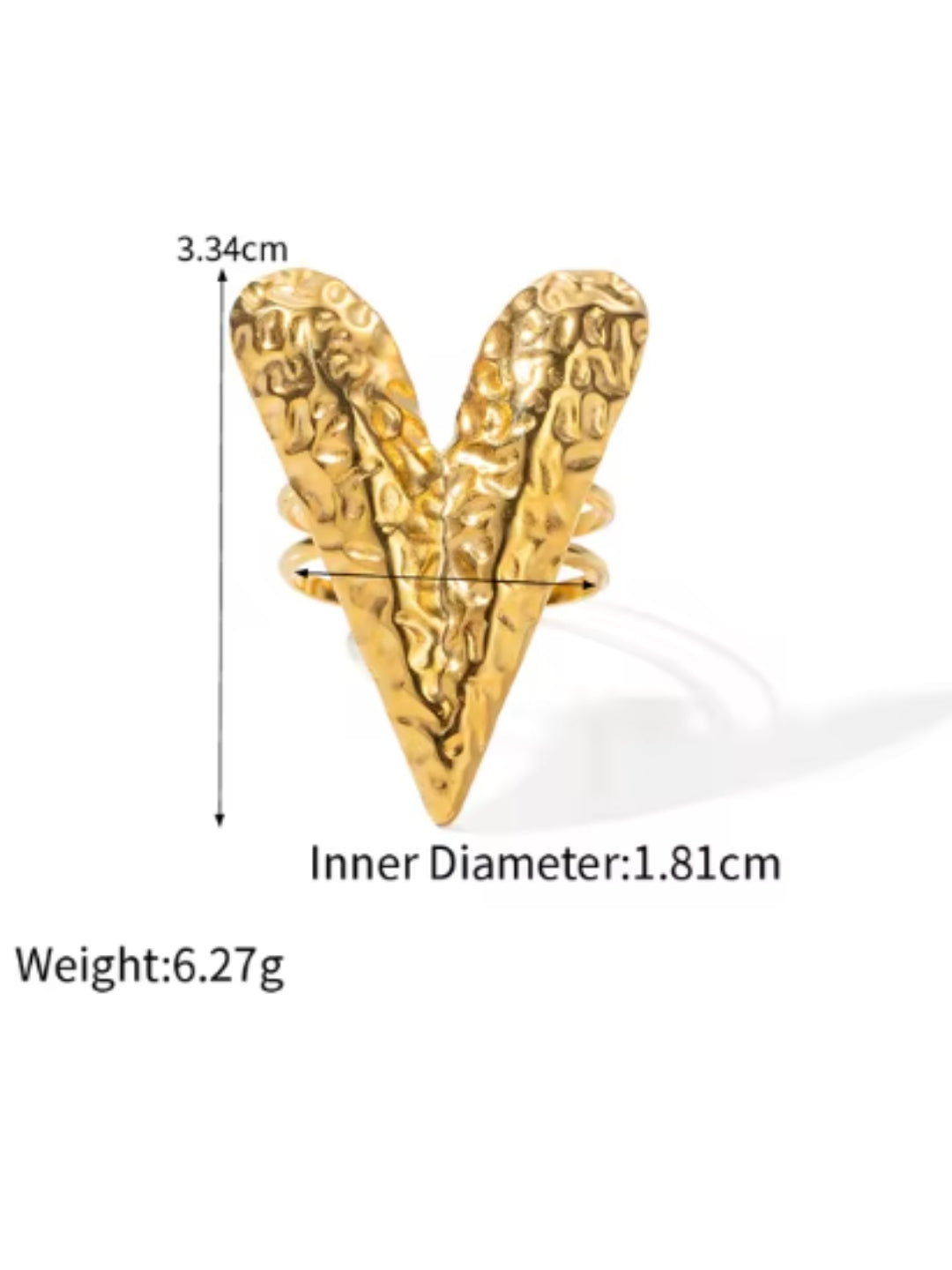 VIVAZS 18K PVD Gold PlatedHeart Shape Ring