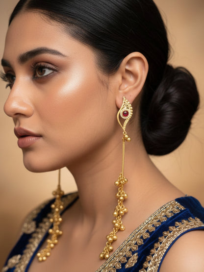 VIVAZS Kashmiri Gold Plated Drop Earrings