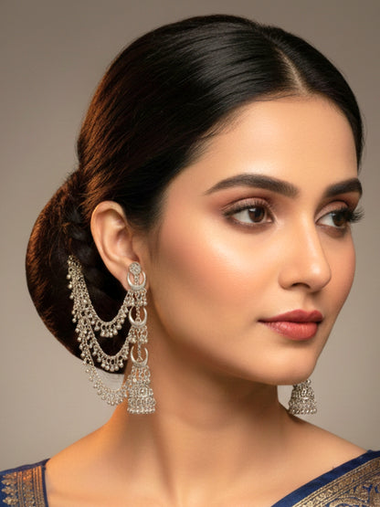 VIVAZS Oxidised Statement Kan Chain Earrings