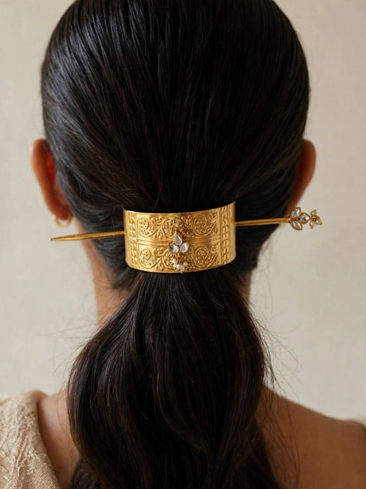 Gold-Plated Traditional Engraved Hair Juda Pin