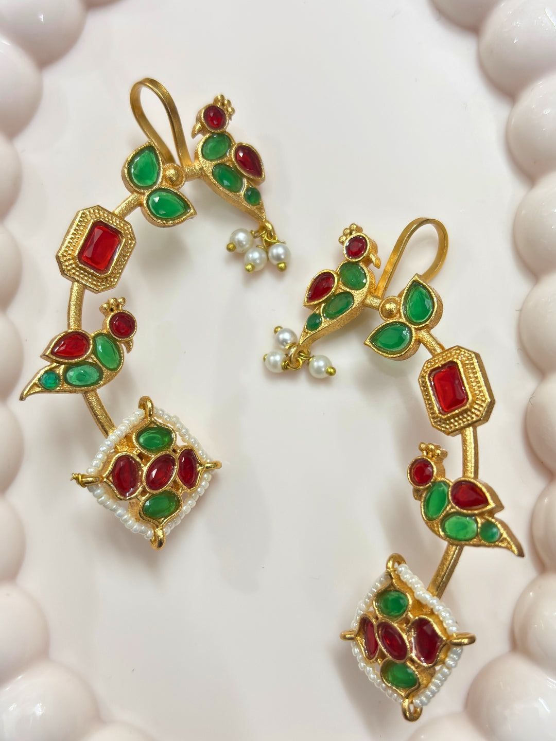 VIVAZS Gold Plated Contemporary Ear Cuff Earrings