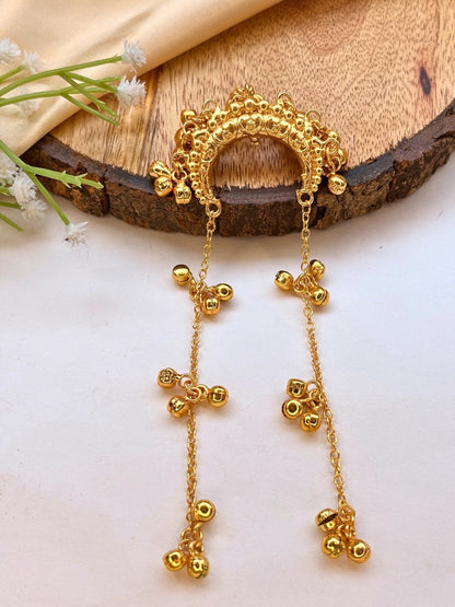 Gold-Plated Traditional Ghungroo Chain Hair Juda Pin