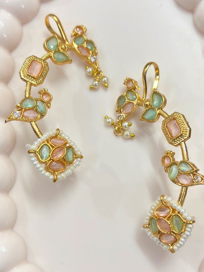 VIVAZS Gold Plated Contemporary Ear Cuff Earrings