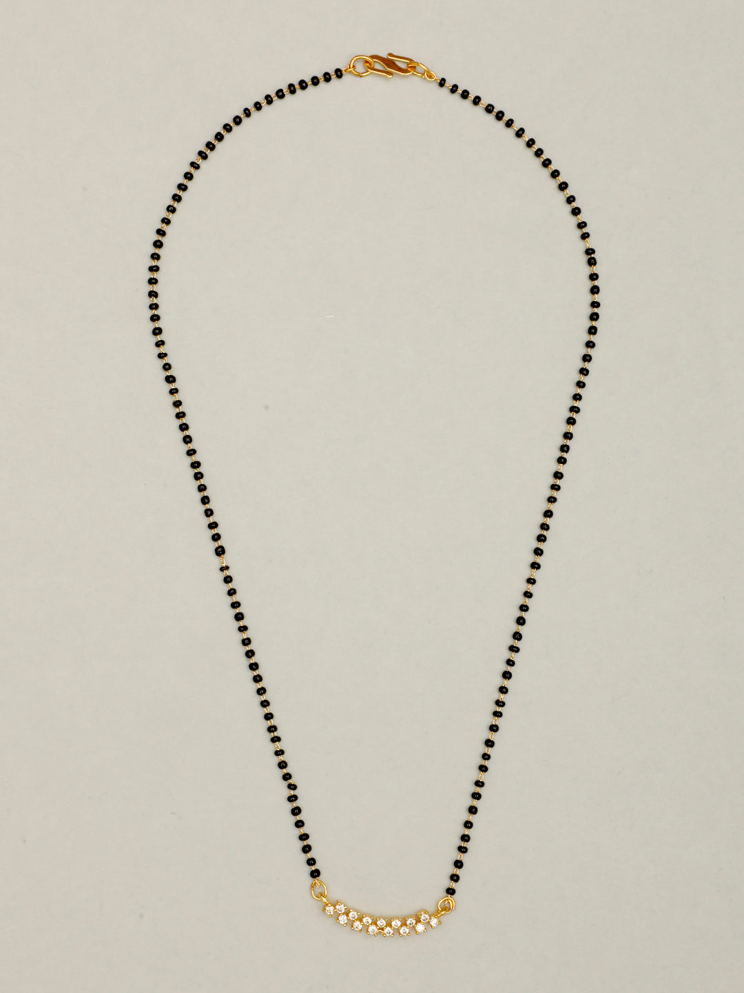 VIVAZS 18K Gold Plated AD & CZ Studded with Gold & Black Beads Mangalsutra Necklace