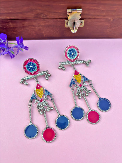 VIVAZS Colorful Enamel Pearl Drop Earrings