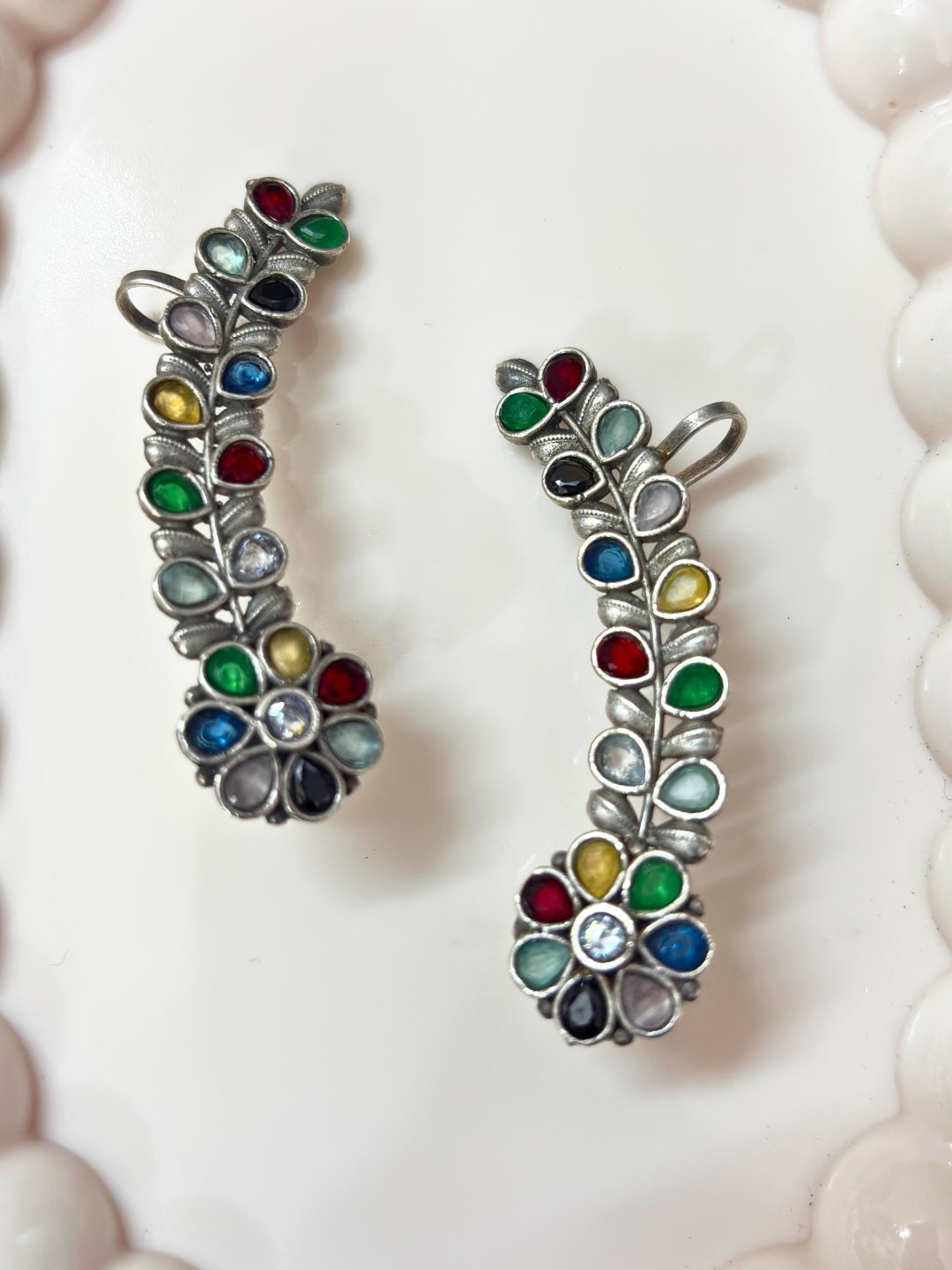 VIVAZS Oxidised Silver Plated Earcuff Earrings