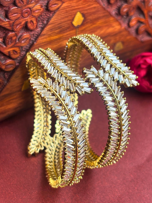 Set Of 2 Gold-Plated AD-Studded and Cubic Zirconia Studded Premium Bangles