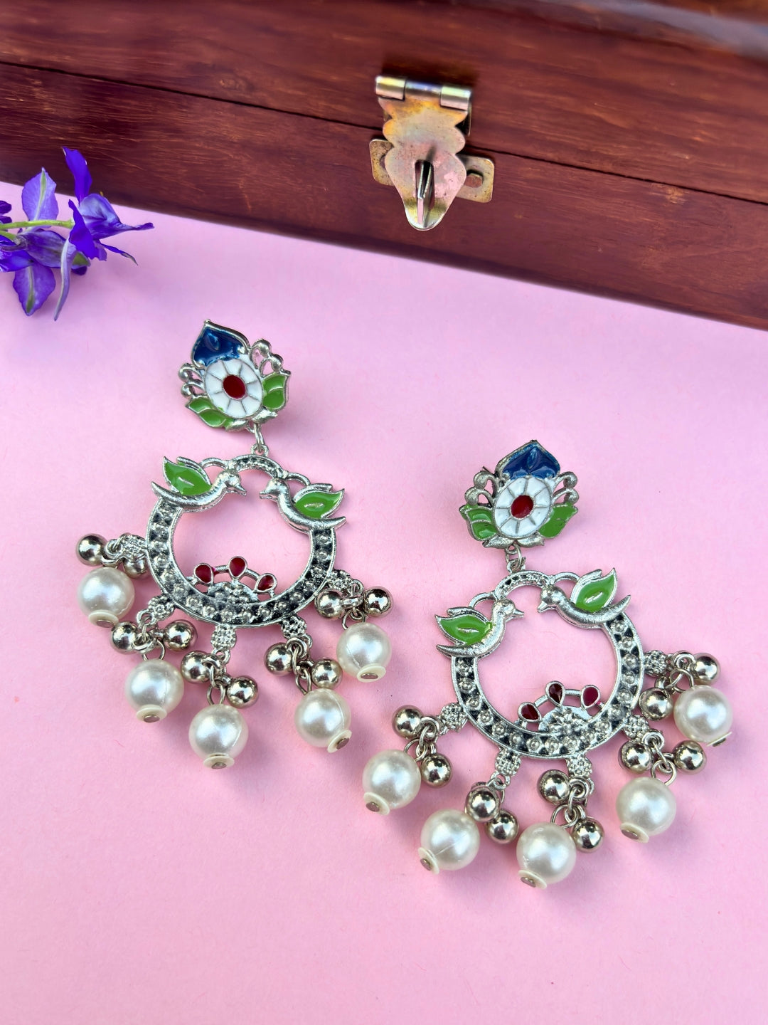 VIVAZS Silver-Plated Contemporary Drop Earrings