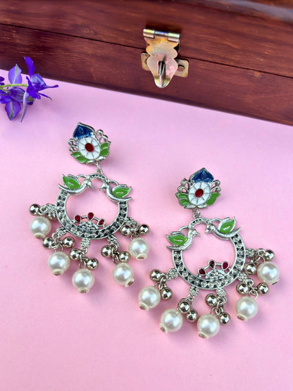 VIVAZS Silver-Plated Contemporary Drop Earrings