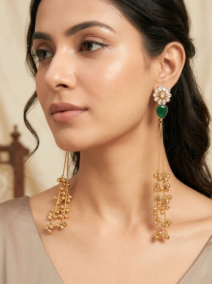 VIVAZS Kashmiri Long Drop Floral Earrings