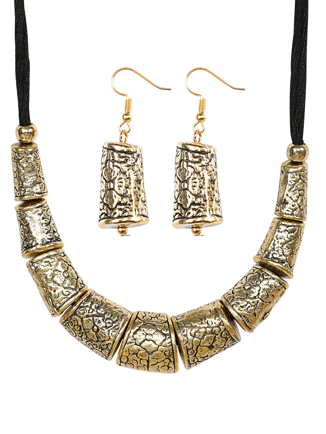 VIVAZS Golden Tribal Choker Necklace Jewellery Set for Women