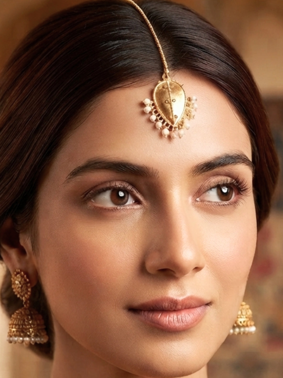 Gold-Plated Pearl Traditional Maang Tikka