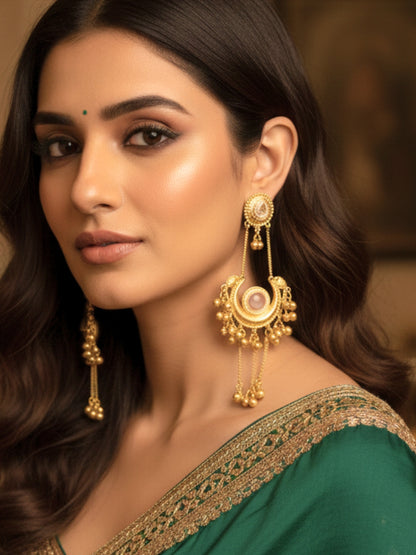 VIVAZS Kashmiri Gold Plated Drop Earrings