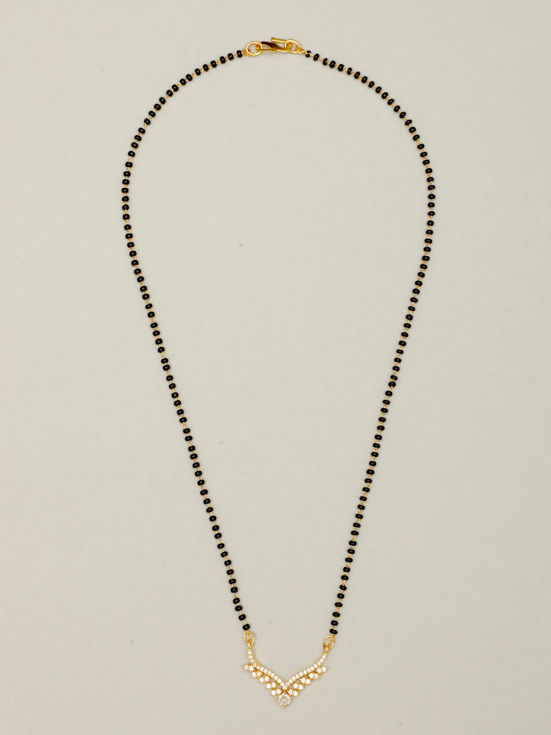 VIVAZS Gold-Plated Black & White AD-Studded Mangalsutra