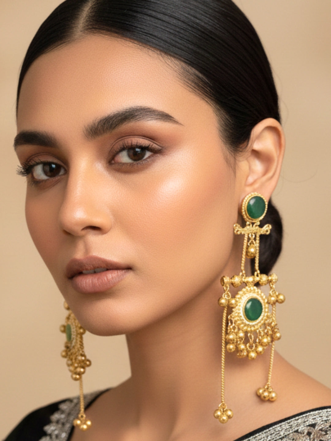 VIVAZS Kashmiri Gold Plated Drop Earrings