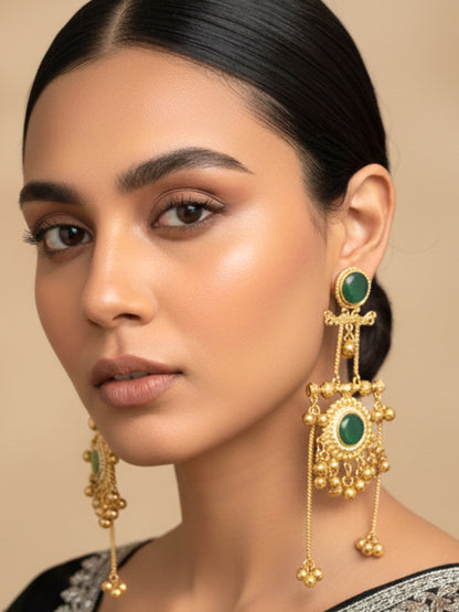 VIVAZS Kashmiri Gold Plated Drop Earrings