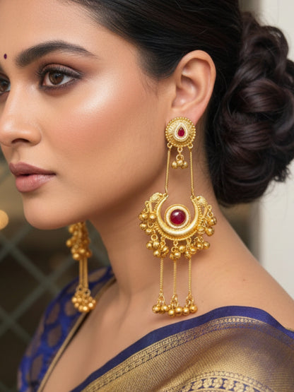 VIVAZS Kashmiri Gold Plated Drop Earrings