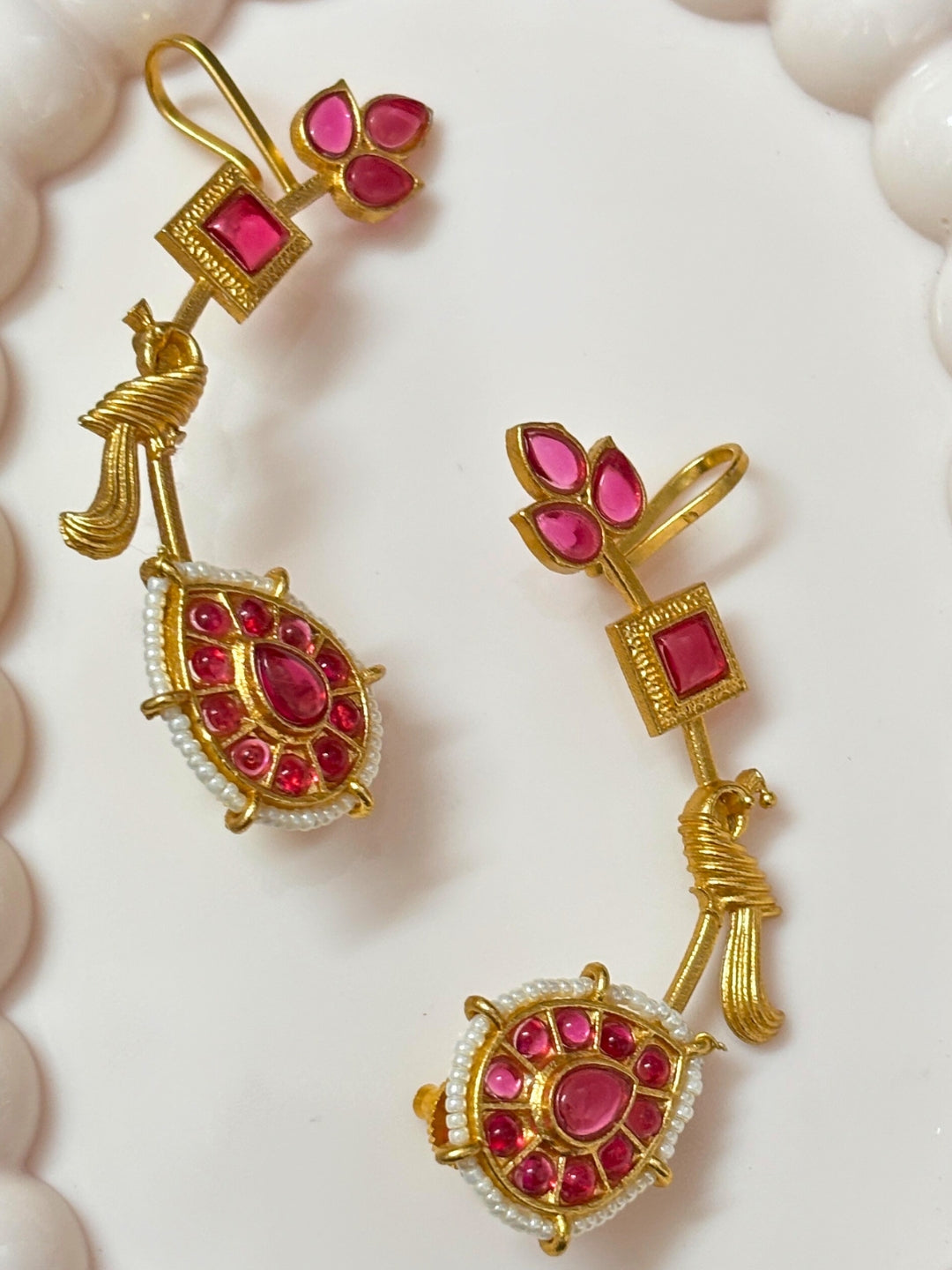 VIVAZS Gold Plated Contemporary Ear Cuff Earrings