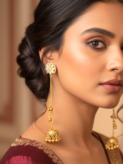 VIVAZS Kashmiri Gold Plated Drop Earrings