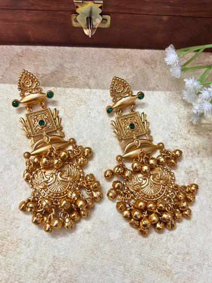 Gold-Plated Peacock Chandbali Earrings