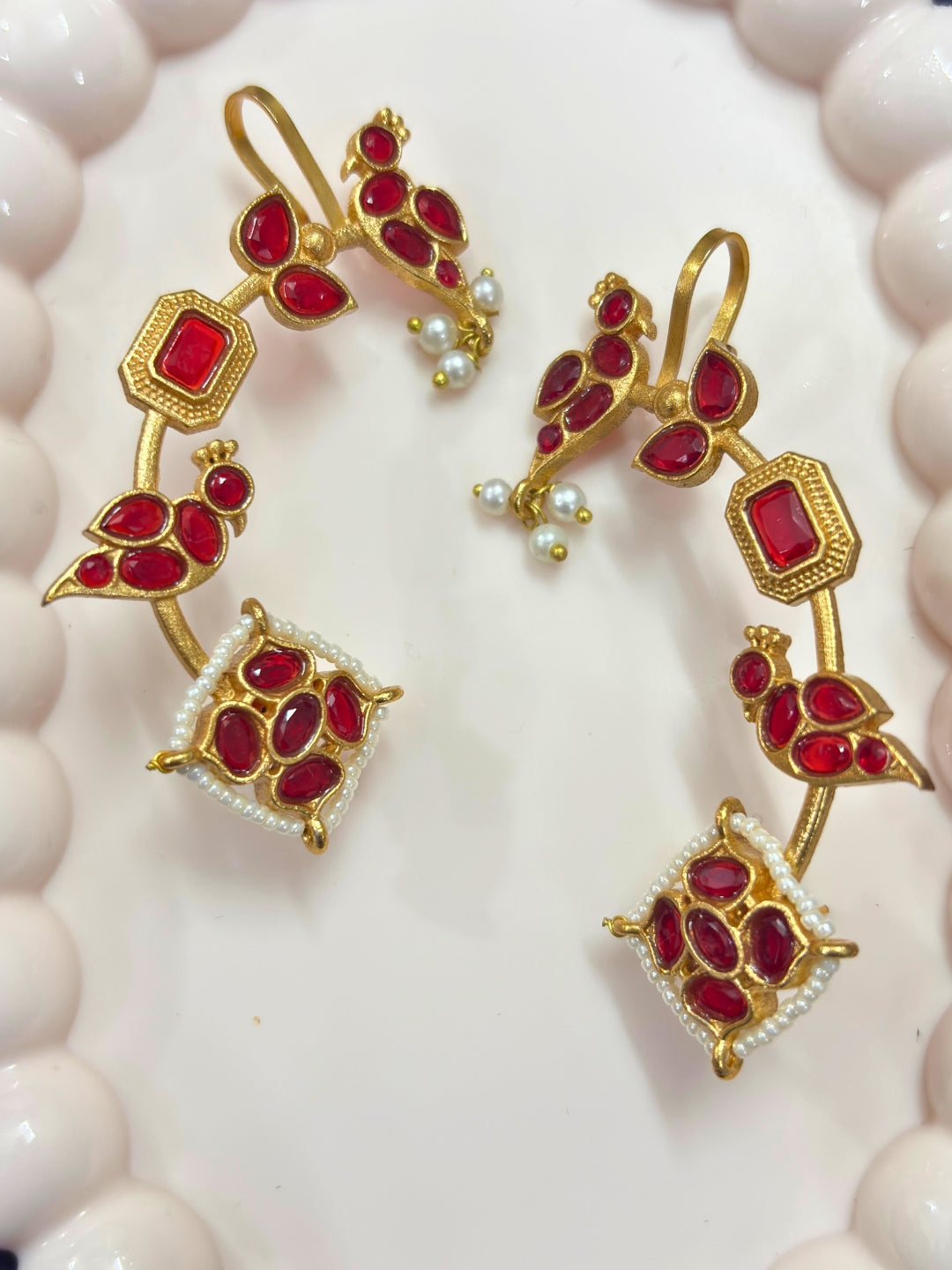 VIVAZS Gold Plated Contemporary Ear Cuff Earrings