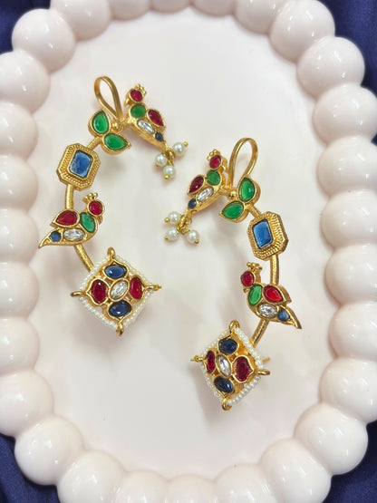 VIVAZS Gold Plated Contemporary Ear Cuff Earrings